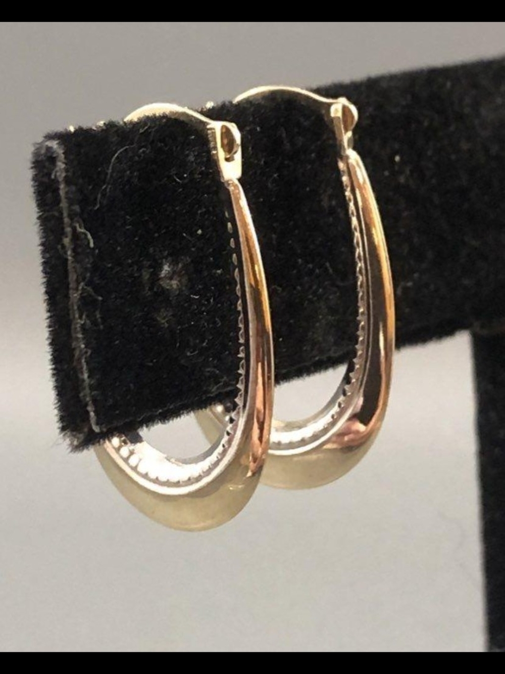 Vintage 10k Gold-Tone Two-Tone Hoop Earrings